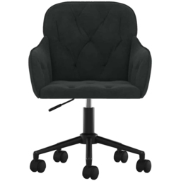 vidaXL Black Velvet Height-Adjustable Swivel Office Chair with Wheels - Size: 72 x 56 x 61.5cm - Wilko - thumbnail 4