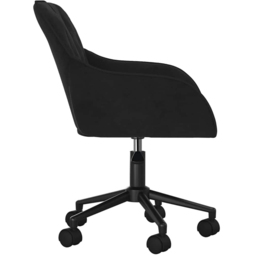 vidaXL Black Velvet Height-Adjustable Swivel Office Chair with Wheels - Size: 72 x 56 x 61.5cm - Wilko - thumbnail 5
