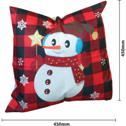 Xmas Haus Festive Black and Red Plaid Snowman Christmas Cushion 45 x 45cm - Size: 450 x 450 x 150cm - Wilko - thumbnail 5