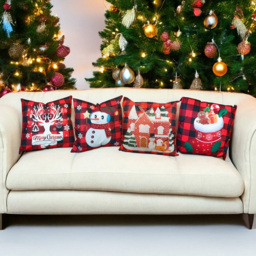 Xmas Haus Festive Black and Red Plaid Snowman Christmas Cushion 45 x 45cm - Size: 450 x 450 x 150cm - Wilko - thumbnail 4