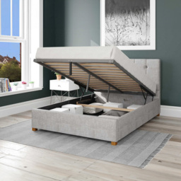Aspire Hepburn Single Storm Pure Pastel Cotton Ottoman Bed - Grey - Aspire Beds - Wilko - thumbnail 3