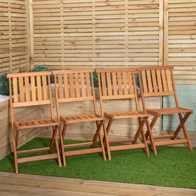 Samuel Alexander Set of 4 Wooden Folding Chair - Brown - Wilko
