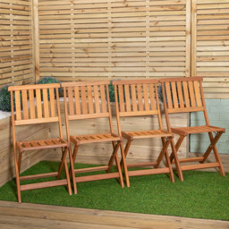 Samuel Alexander Set of 4 Wooden Folding Chair - Brown - Wilko - thumbnail 1