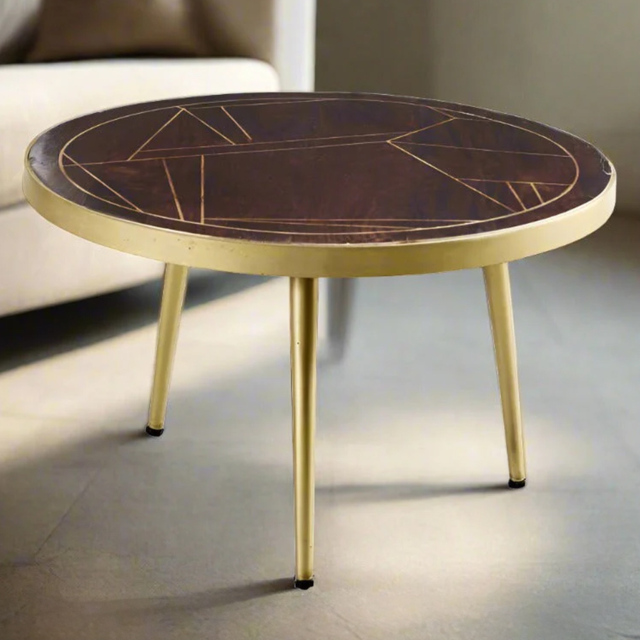 Brooklyn Ozella Dark Gold Round Coffee Table - Brown - Wilko - image 1