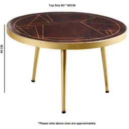 Brooklyn Ozella Dark Gold Round Coffee Table - Brown - Wilko - thumbnail 4