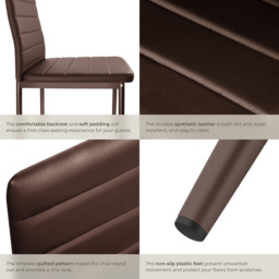 tectake Set of 6 Cappuccino High Backrest Padded Dining Chair - Brown - Wilko - thumbnail 7