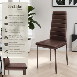 tectake Set of 6 Cappuccino High Backrest Padded Dining Chair - Brown - Wilko - thumbnail 5