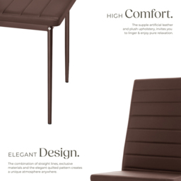 tectake Set of 6 Cappuccino High Backrest Padded Dining Chair - Brown - Wilko - thumbnail 6