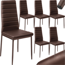 tectake Set of 6 Cappuccino High Backrest Padded Dining Chair - Brown - Wilko - thumbnail 3