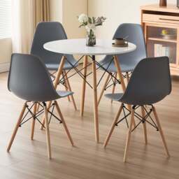Comfy Living 4 Seater Round Dining Set White and Grey - Wilko