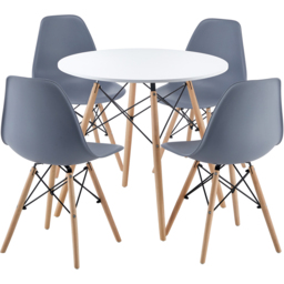 Comfy Living 4 Seater Round Dining Set White and Grey - Wilko - thumbnail 3