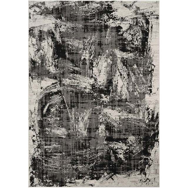 Mayfair Living Room Area Rug Metallic Sheen Contemporary Modern Canvas Design - Black 200cm x 290cm - Size: 290 x 200 x 0.7cm - Desire Rugs - Wilko - image 1