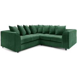 Luxor 5 Seater Green Jumbo Cord Scatter Back L Shaped Corner Sofa Set - Wilko - thumbnail 3
