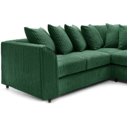 Luxor 5 Seater Green Jumbo Cord Scatter Back L Shaped Corner Sofa Set - Wilko - thumbnail 4