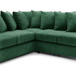 Luxor 5 Seater Green Jumbo Cord Scatter Back L Shaped Corner Sofa Set - Wilko - thumbnail 5