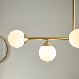 Merano Grosseto White Gloss Glass Satin Brass Bar Pendant Ceiling Light - Size: 90 x 30 x 117cm - Brown - Wilko - thumbnail 7