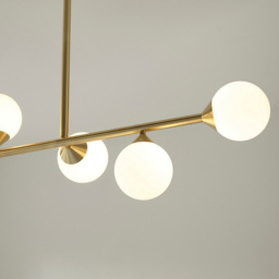 Merano Grosseto White Gloss Glass Satin Brass Bar Pendant Ceiling Light - Size: 90 x 30 x 117cm - Brown - Wilko - thumbnail 6