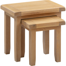 Seconique Windsor Natural Oak Nest of Tables Set of 2 - Size: 50 x 54 x 37cm - Wilko - thumbnail 3