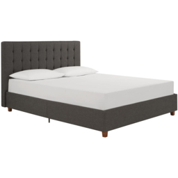 Dorel Emily Double Linen Upholstered Bed - Grey - Wilko - thumbnail 3