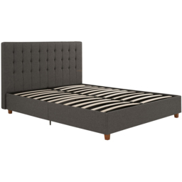 Dorel Emily Double Linen Upholstered Bed - Grey - Wilko - thumbnail 6