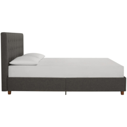 Dorel Emily Double Linen Upholstered Bed - Grey - Wilko - thumbnail 4