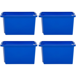 Wham 35L Blue Stackable Storage Box 4 Pack - Wilko