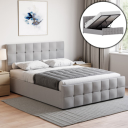 Vida Designs Valentina King Size Light Grey Linen Ottoman Bed - Wilko - thumbnail 5