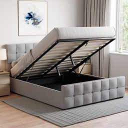 Vida Designs Valentina King Size Light Grey Linen Ottoman Bed - Wilko - thumbnail 6