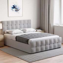 Vida Designs Valentina King Size Light Grey Linen Ottoman Bed - Wilko