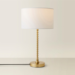 ValueLights Maeve White and Gold Drum Lamp Shade Bobbin Bobble Table Lamp and LED Bulb - Size: 37.3 x 25 x 25cm - Wilko - thumbnail 6