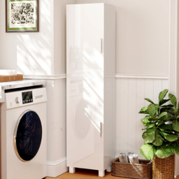 Portland 2 Door White Adjustable Shelves Tall Storage Cabinet - Size: 167.5 x 30 x 40cm - Wilko - thumbnail 1