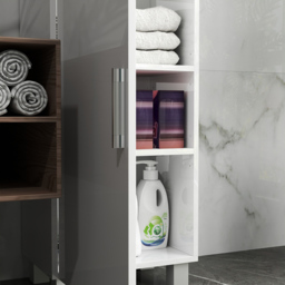 Portland 2 Door White Adjustable Shelves Tall Storage Cabinet - Size: 167.5 x 30 x 40cm - Wilko - thumbnail 4