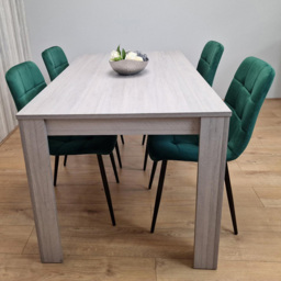 Portland 4 Seater Velvet Dining Set Grey and Green - Wilko