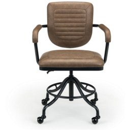 Julian Bowen Gehry Brown Faux Leather Swivel Office Chair - Size: 60 x 58 x 94cm - Black - Wilko - thumbnail 4