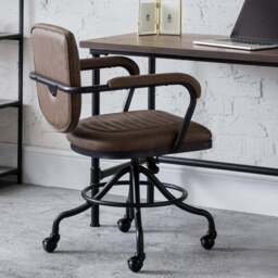 Julian Bowen Gehry Brown Faux Leather Swivel Office Chair - Size: 60 x 58 x 94cm - Black - Wilko