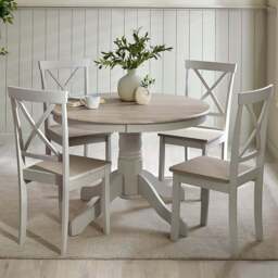Furniturebox Bodmin Marros 4 Seater Round Wooden Dining Set Grey - Wilko - thumbnail 1
