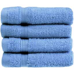 Allure Bath Fashions Luxury Zero Twist Egyptian Cotton Cornish Blue Face Cloth 4 Pack - Size: 30 x 30cm - Wilko