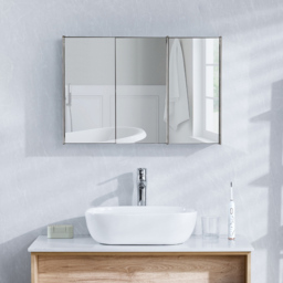 Bath Vida Tiano Silver 3 Door Mirror Bathroom Cabinet - Size: 45 x 68 x 13cm - Wilko - thumbnail 5