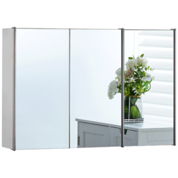 Bath Vida Tiano Silver 3 Door Mirror Bathroom Cabinet - Size: 45 x 68 x 13cm - Wilko - thumbnail 3