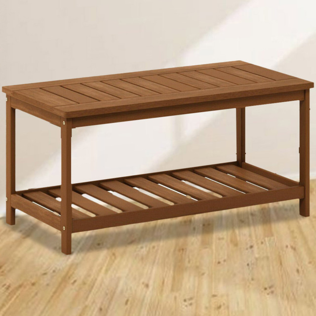 Walplus Tioman Single Shelf Natural Hardwood Coffee Table - Size: 45.21 x 43.18 x 89.92cm - Brown - Wilko - image 1