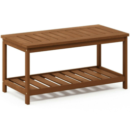 Walplus Tioman Single Shelf Natural Hardwood Coffee Table - Size: 45.21 x 43.18 x 89.92cm - Brown - Wilko - thumbnail 3