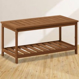 Walplus Tioman Single Shelf Natural Hardwood Coffee Table - Size: 45.21 x 43.18 x 89.92cm - Brown - Wilko