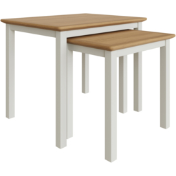 FWStyle Taberno Linen Nest of Table Set of 2 - White - Wilko - thumbnail 3