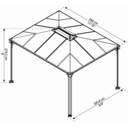 Palram Martinique 3600 3.6 x 2.95m Grey Bronze Garden Gazebo - Size: 3 x 4m - Palram Canopia - Wilko - thumbnail 5