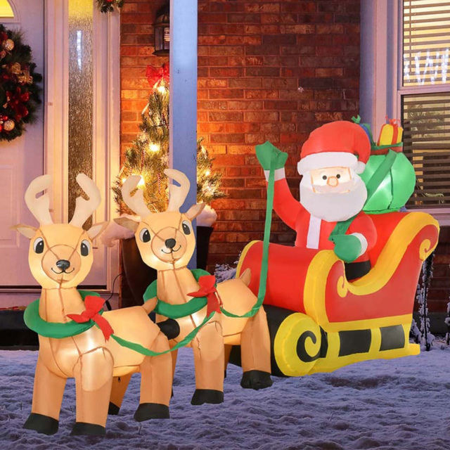 Everglow LED Inflatable Christmas Santa Claus on Sleigh Decoration 3.6ft - Size: 4ft - Red - Wilko - image 1