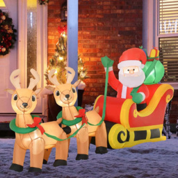 Everglow LED Inflatable Christmas Santa Claus on Sleigh Decoration 3.6ft - Size: 4ft - Red - Wilko
