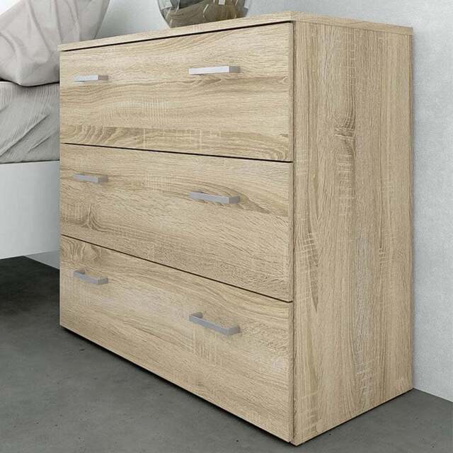 Florence Space 3 Drawer Oak Chest of Drawers - Brown - Furniture To Go - Wilko - image 1