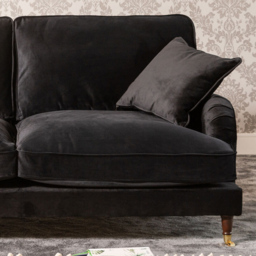 Mackenzie 3 Seater Black Plush Velvet Sofa - Artemis Home - Wilko - thumbnail 3