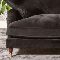 Mackenzie 3 Seater Black Plush Velvet Sofa - Artemis Home - Wilko - thumbnail 4