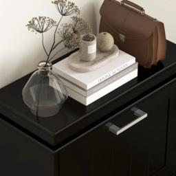 Portland 3 Flip Drawer Black Slim Shoe Storage Cabinet - Size: 117.5 x 24 x 54cm - Wilko - thumbnail 5